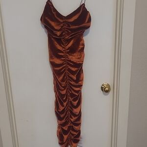 Elegant Rust Velvet Dress